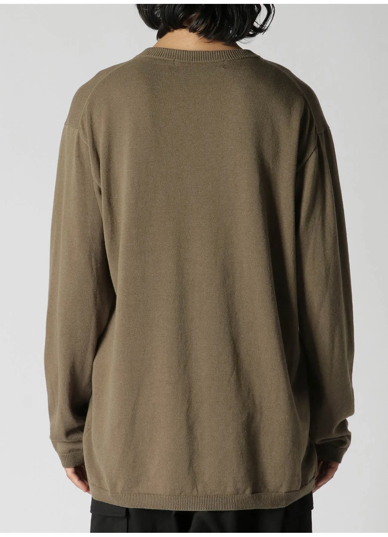 12G PLAIN STITCH ROUND-NECK LONG-SLEEVED KNIT