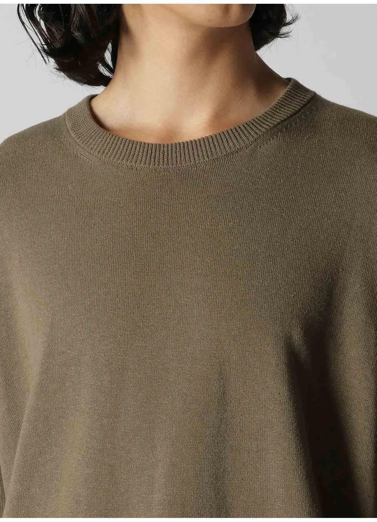 12G PLAIN STITCH ROUND-NECK LONG-SLEEVED KNIT