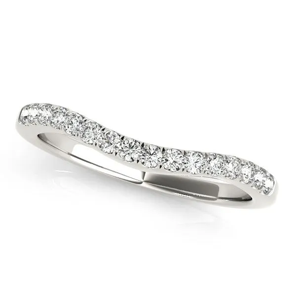 14k White Gold Curvy Style Pave Set Diamond Wedding Band (1/5 cttw)-rxd56977y28bt