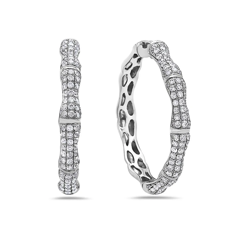 14K White Gold Ladies Earrings With 2.80 CT Diamonds