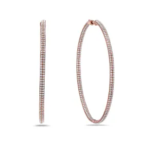 18K Rose Gold Ladies Earrings Featuring Round Diamonds