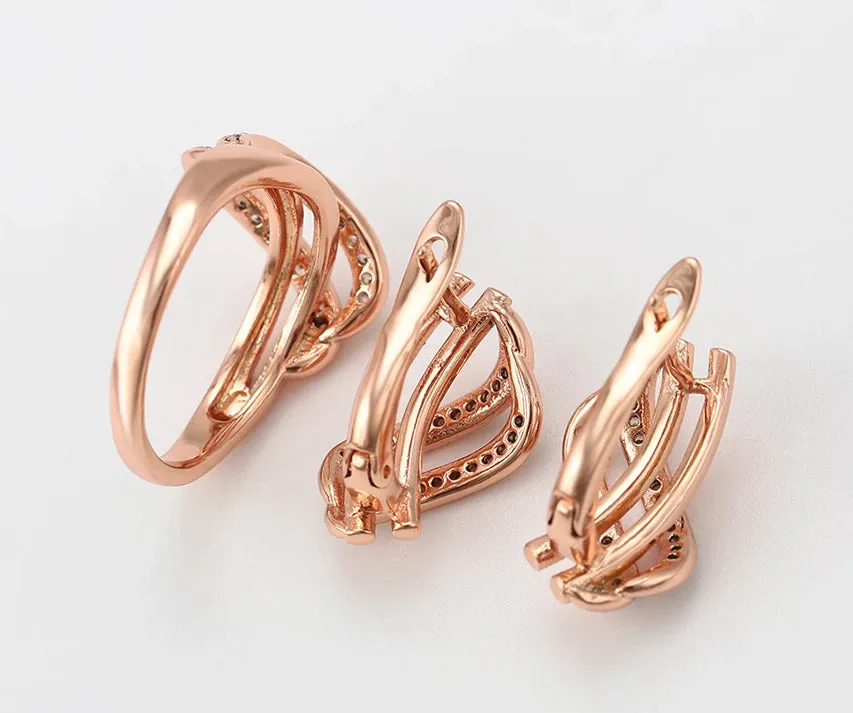 18K Rose Gold Plated Earrings and Ring Set