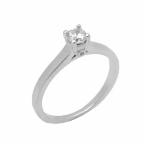 18k Solid Gold Elegant Ladies Modern Prong Round Solitaire Ring D2050v