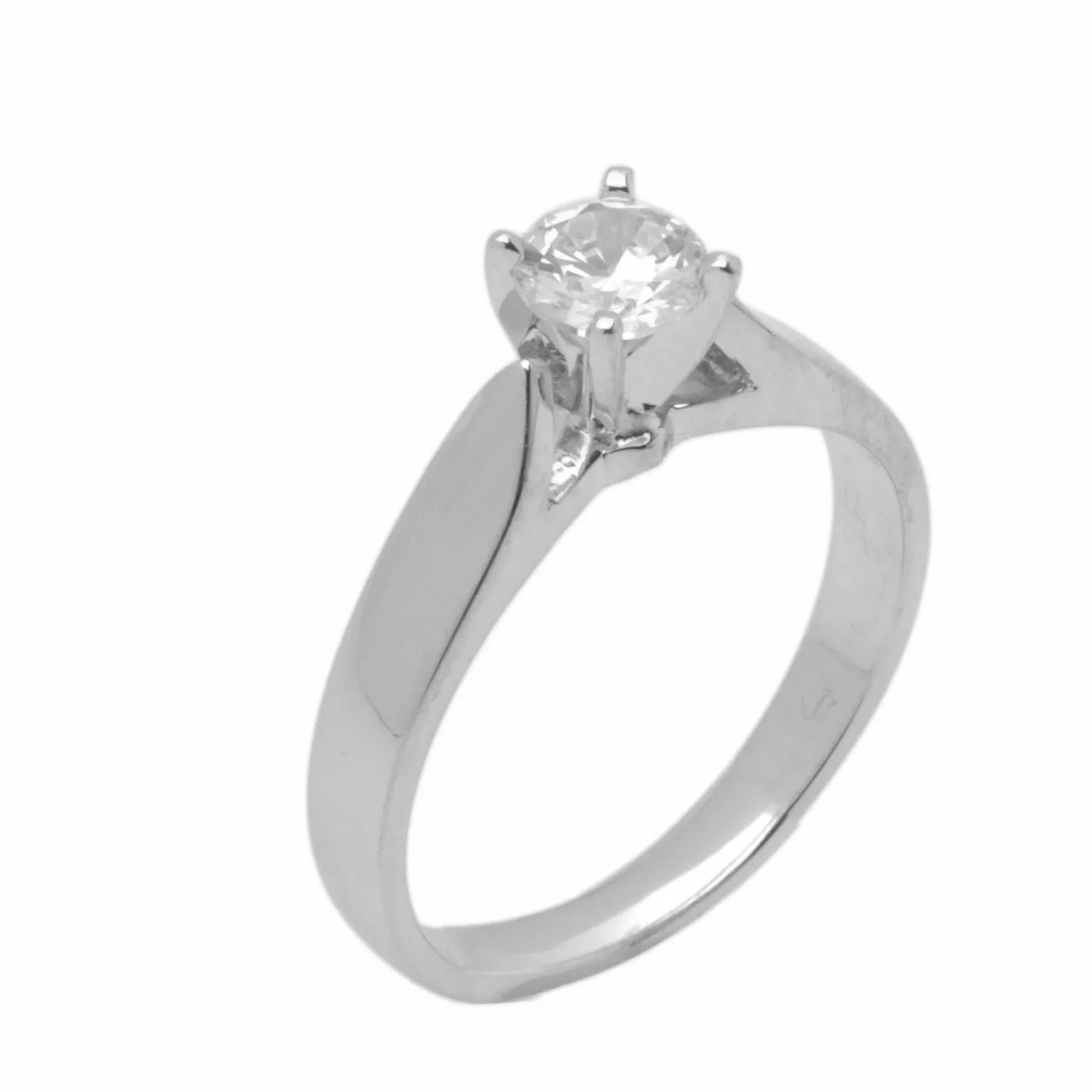 18k Solid Gold Elegant ladies Modern Tapered Round Solitaire Ring D2028v