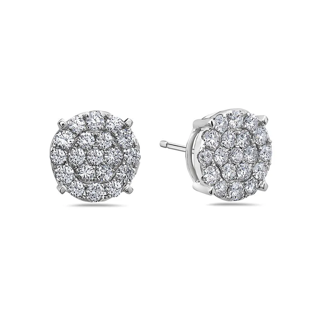 18K White Gold Ladies Earrings Featuring Round Diamonds