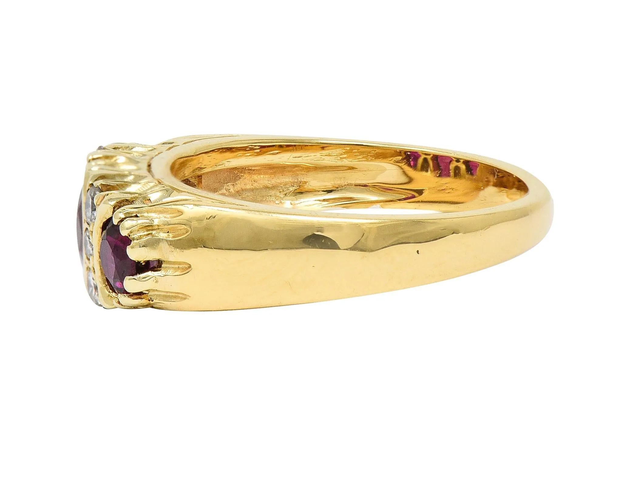 Vintage 1.25 CTW Ruby Diamond 18K Yellow Gold Ring from the 1980s