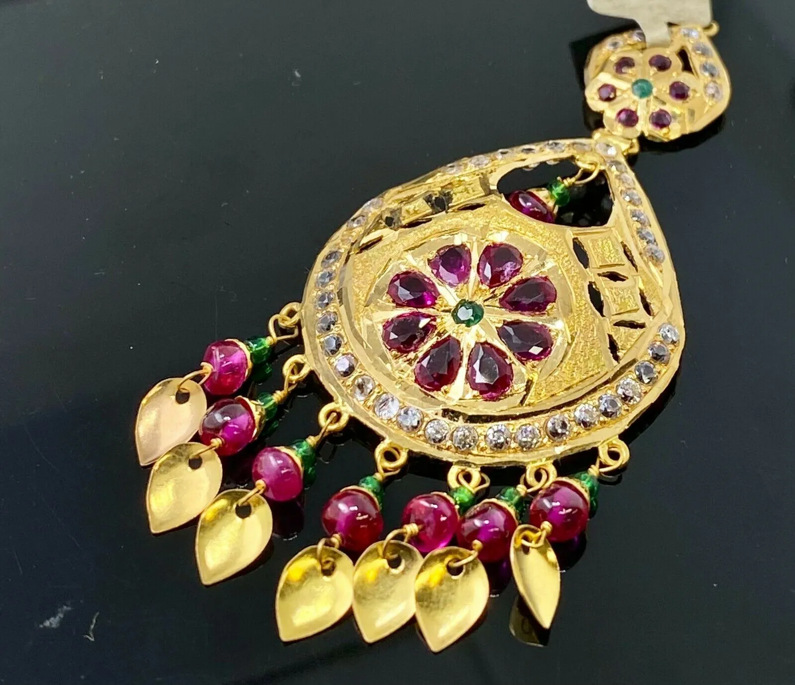 22k Gold Ladies Jewelry with Color Stones - Classic Design - T62