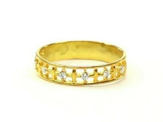 22k Ring Solid Gold ELEGANT Charm Ladies Cross Band SIZE 8 RESIZABLE r2388