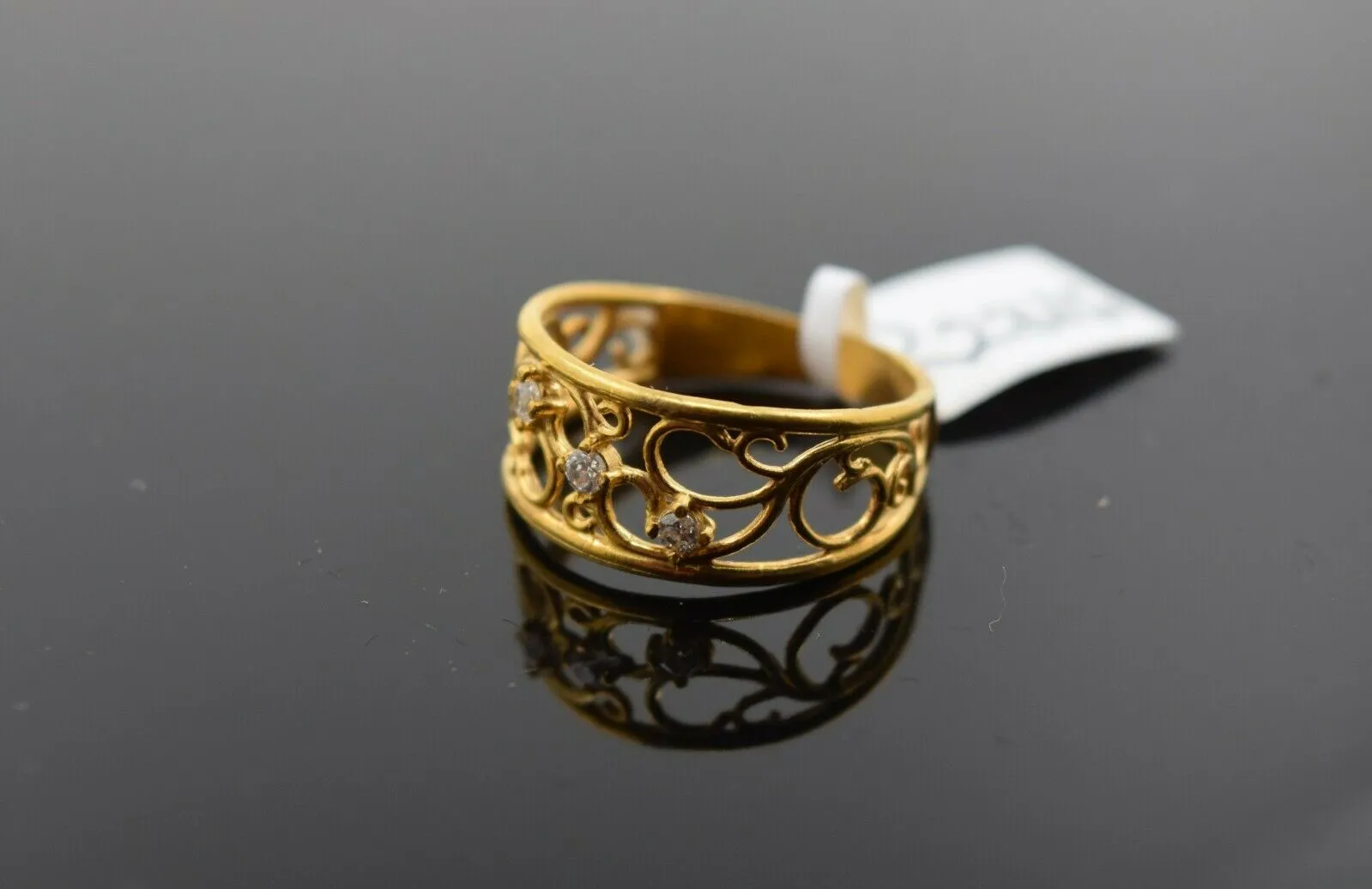 22k Ring Solid Gold ELEGANT Charm Ladies Filigree Band SIZE 7.5RESIZABLE r2316