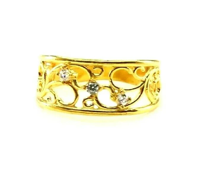 22k Ring Solid Gold ELEGANT Charm Ladies Filigree Band SIZE 7.5RESIZABLE r2316