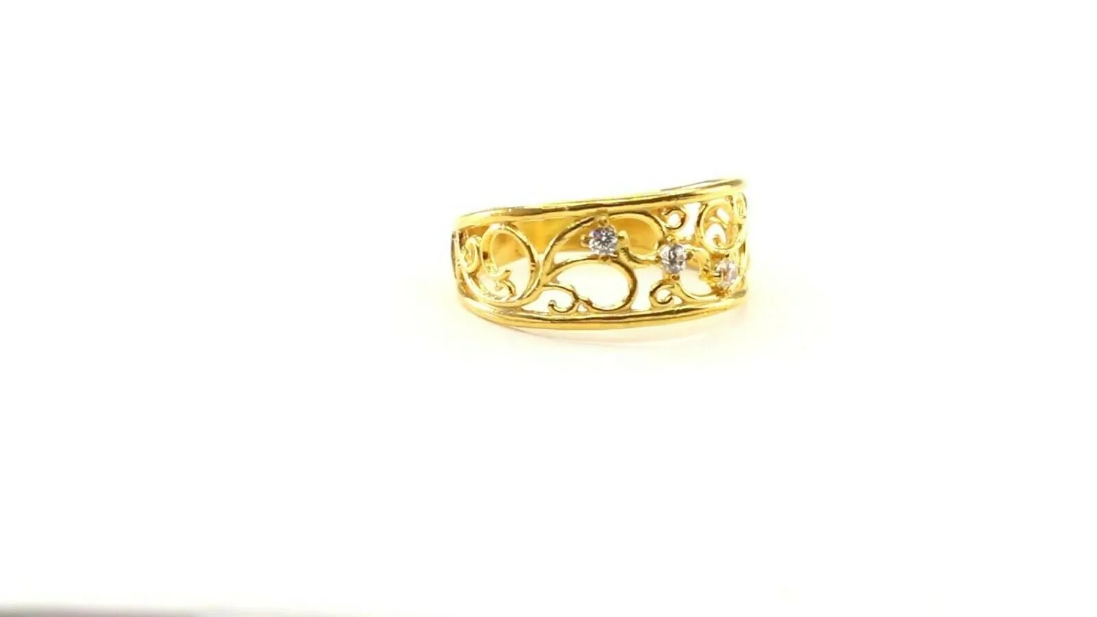 22k Ring Solid Gold ELEGANT Charm Ladies Filigree Band SIZE 7.5RESIZABLE r2316