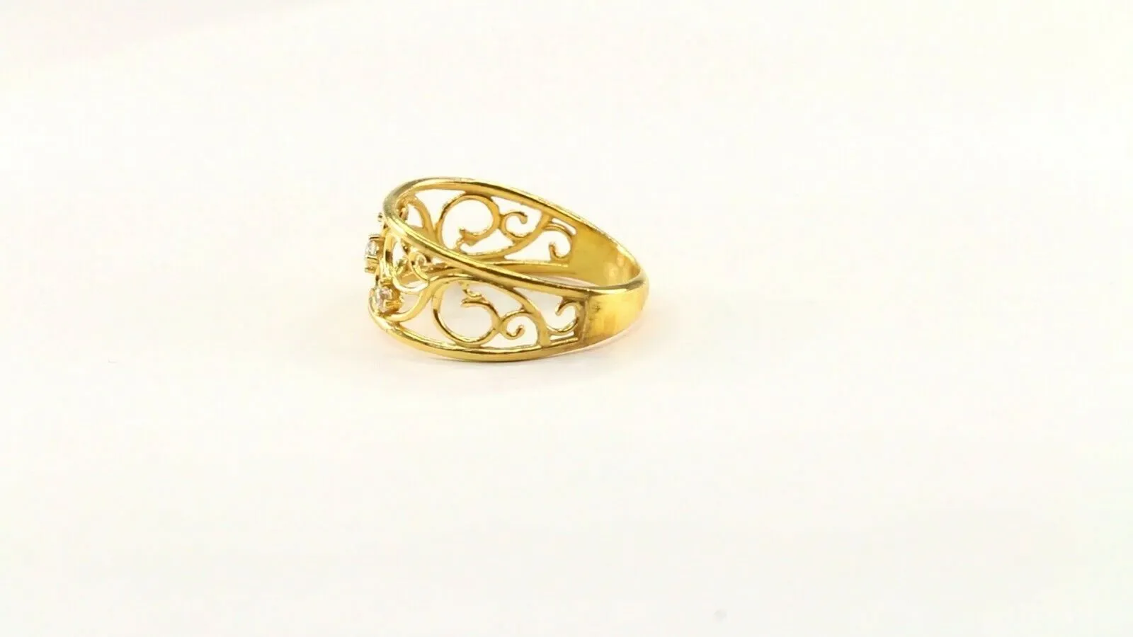 22k Ring Solid Gold ELEGANT Charm Ladies Filigree Band SIZE 7.5RESIZABLE r2316