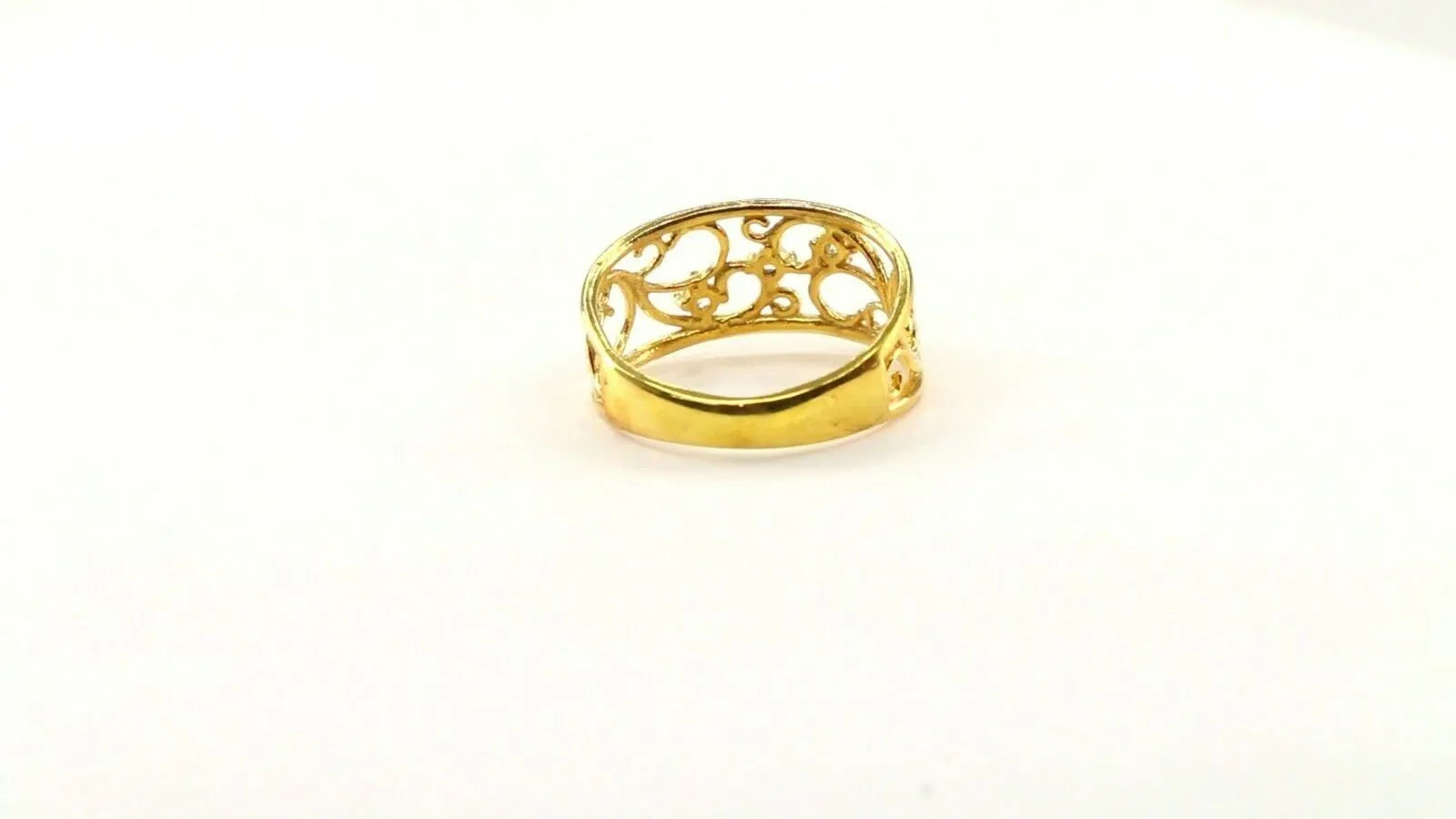 22k Ring Solid Gold ELEGANT Charm Ladies Filigree Band SIZE 7.5RESIZABLE r2316