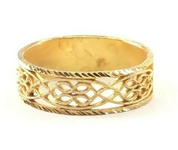 22k Ring Solid Gold ELEGANT Charm Ladies Floral Band SIZE 11 RESIZABLE r2345