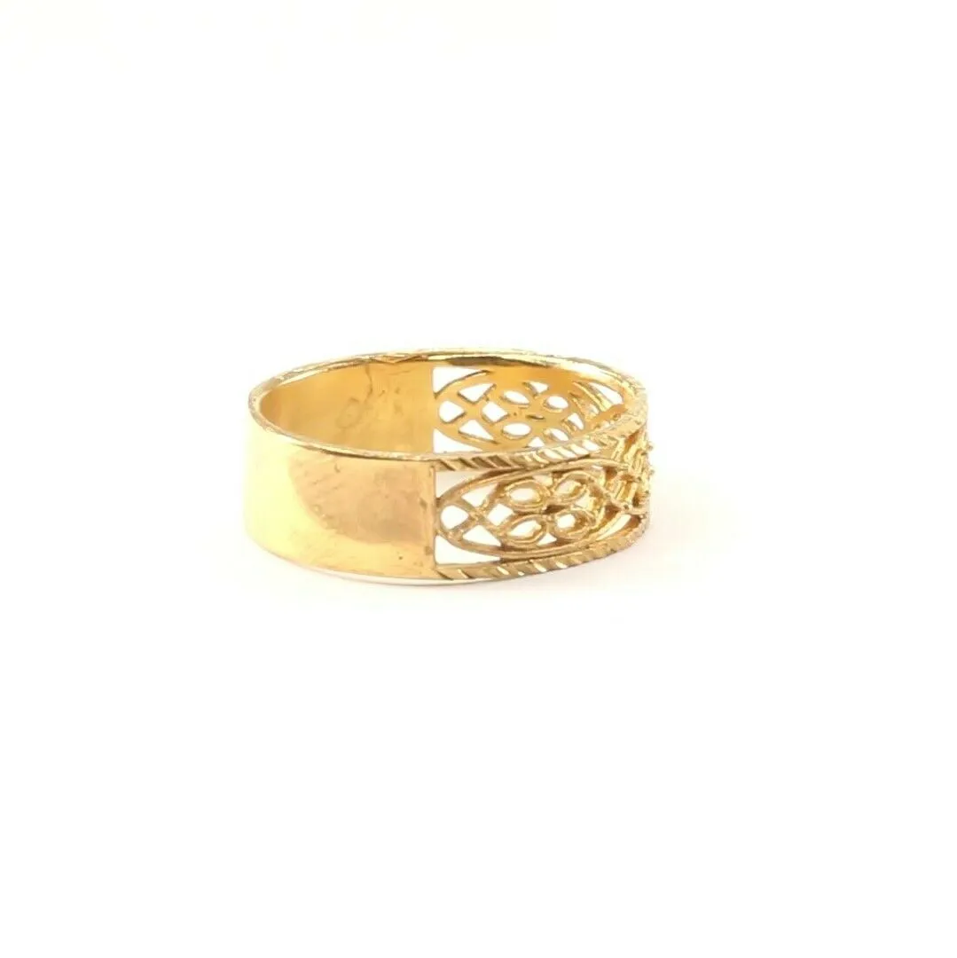 22k Ring Solid Gold ELEGANT Charm Ladies Floral Band SIZE 11 RESIZABLE r2345