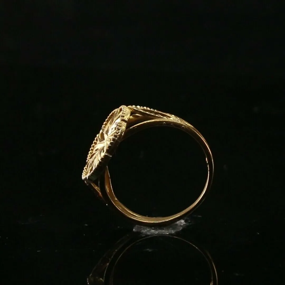 22k Ring Solid Gold ELEGANT Charm Ladies Floral Band SIZE 7.5 RESIZABLE r2332