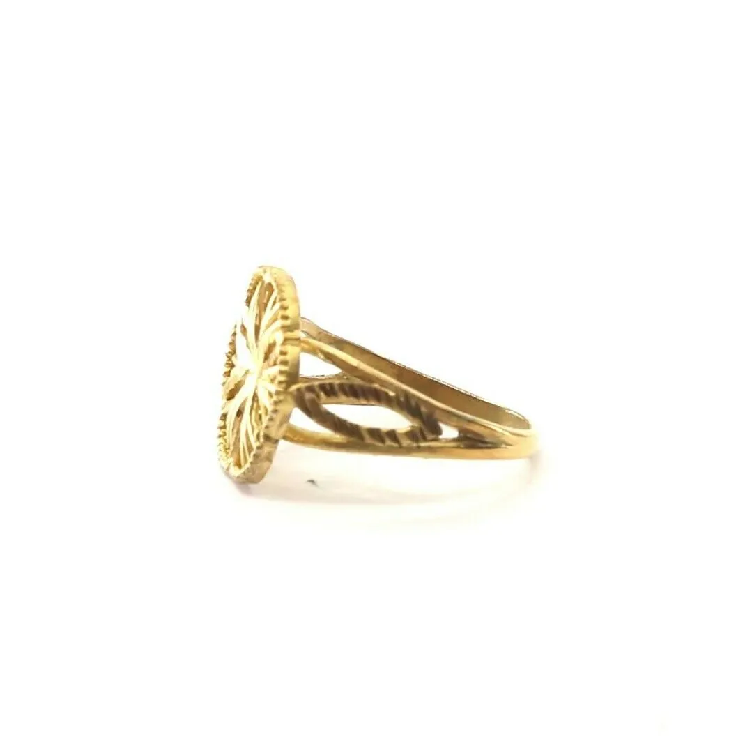 22k Ring Solid Gold ELEGANT Charm Ladies Floral Band SIZE 7.5 RESIZABLE r2332