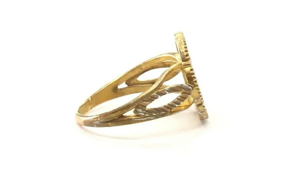 22k Ring Solid Gold ELEGANT Charm Ladies Floral Band SIZE 7.5 RESIZABLE r2332