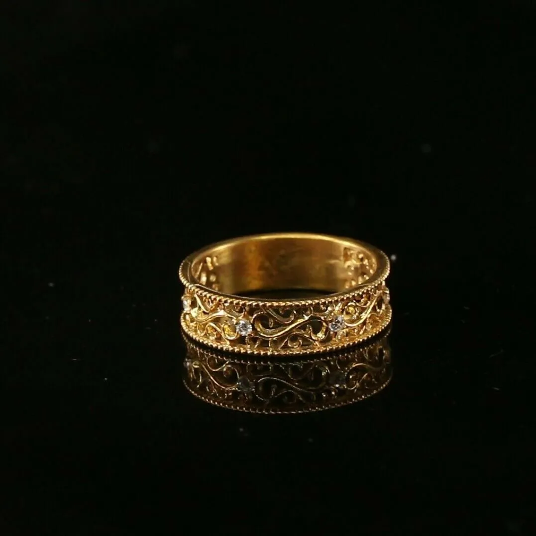 22k Ring Solid Gold ELEGANT Charm Ladies Simple Ring SIZE 7 RESIZABLE r2098