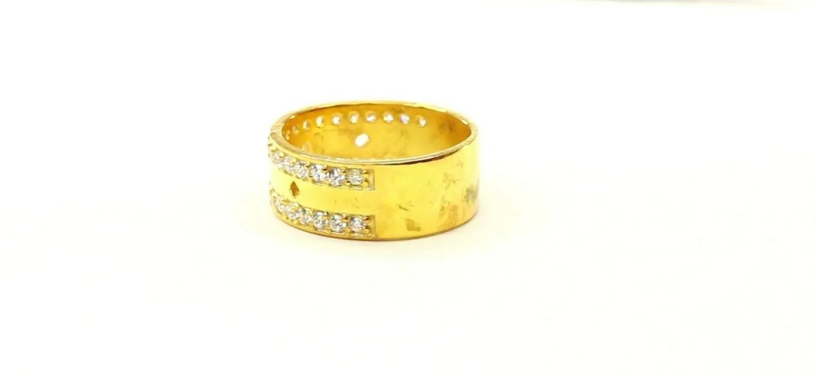 22k Ring Solid Gold ELEGANT Charm Ladies Stone Band SIZE 7.05 RESIZABLE r2397