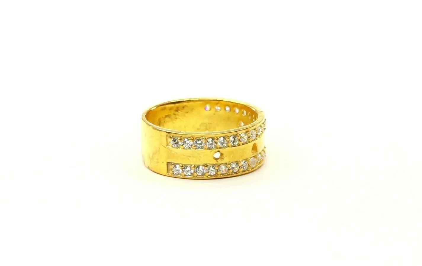 22k Ring Solid Gold ELEGANT Charm Ladies Stone Band SIZE 7.05 RESIZABLE r2397