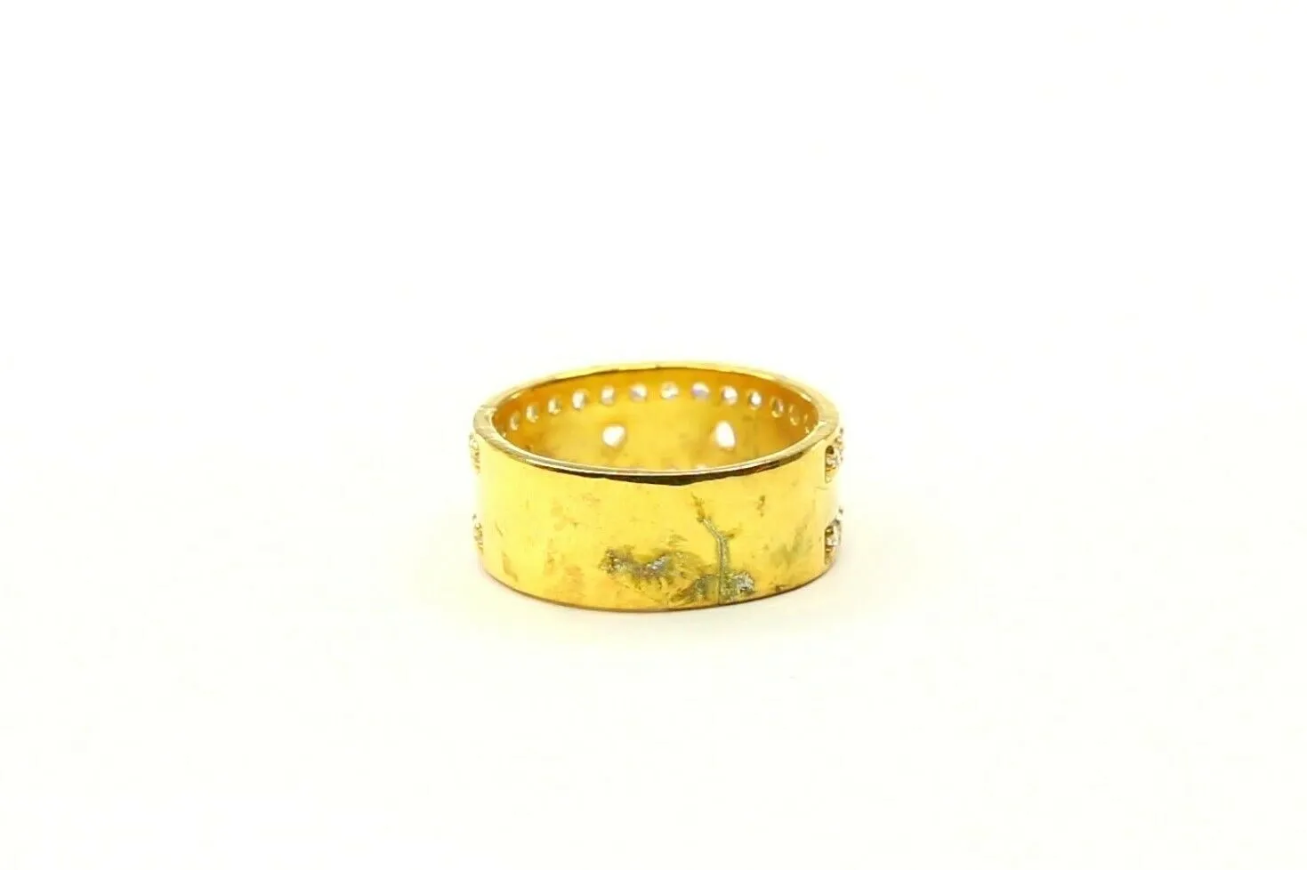 22k Ring Solid Gold ELEGANT Charm Ladies Stone Band SIZE 7.05 RESIZABLE r2397