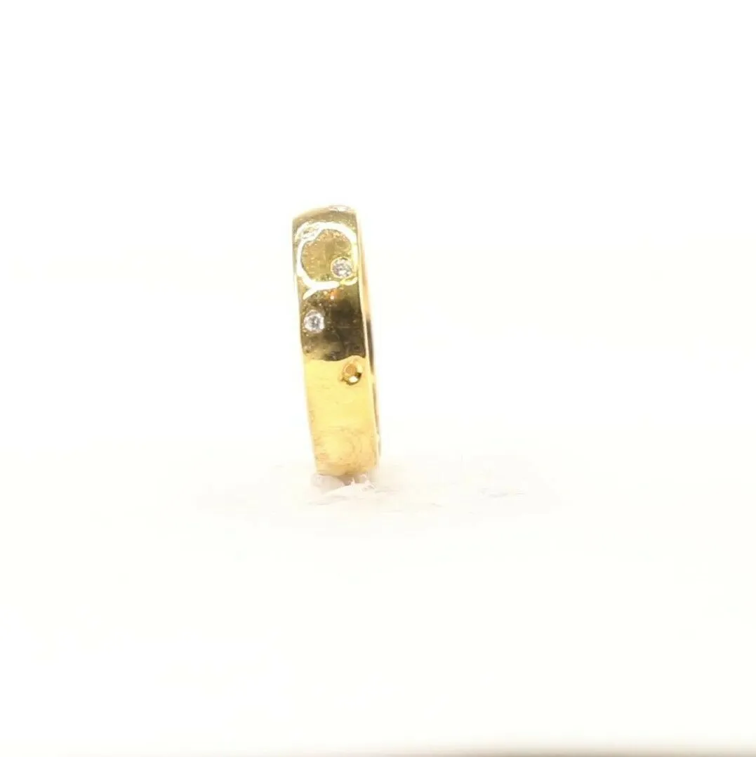 22k Ring Solid Gold ELEGANT Charm Ladies Stone Band SIZE 7.25 RESIZABLE r2142