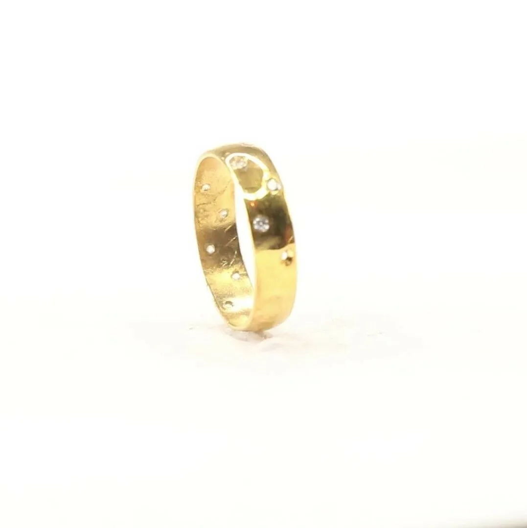 22k Ring Solid Gold ELEGANT Charm Ladies Stone Band SIZE 7.25 RESIZABLE r2142