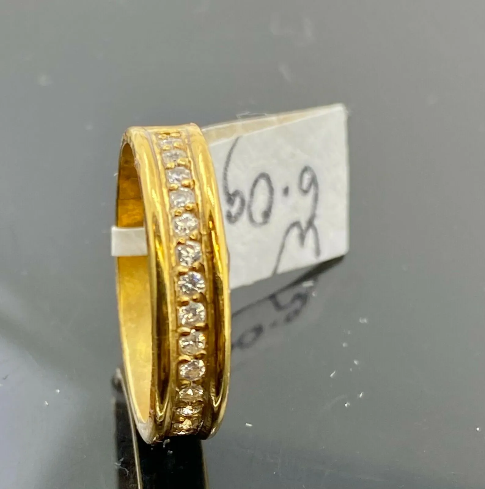 22k Solid Gold Ring - Elegant Ladies Channel Band, Size 7.25, Resizable (R2148)