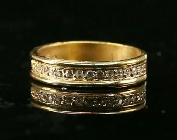 22k Solid Gold Ring - Elegant Ladies Channel Band, Size 7.25, Resizable (R2148)