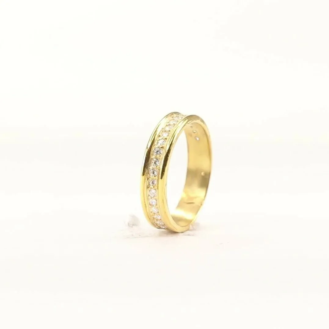 22k Solid Gold Ring - Elegant Ladies Channel Band, Size 7.25, Resizable (R2148)