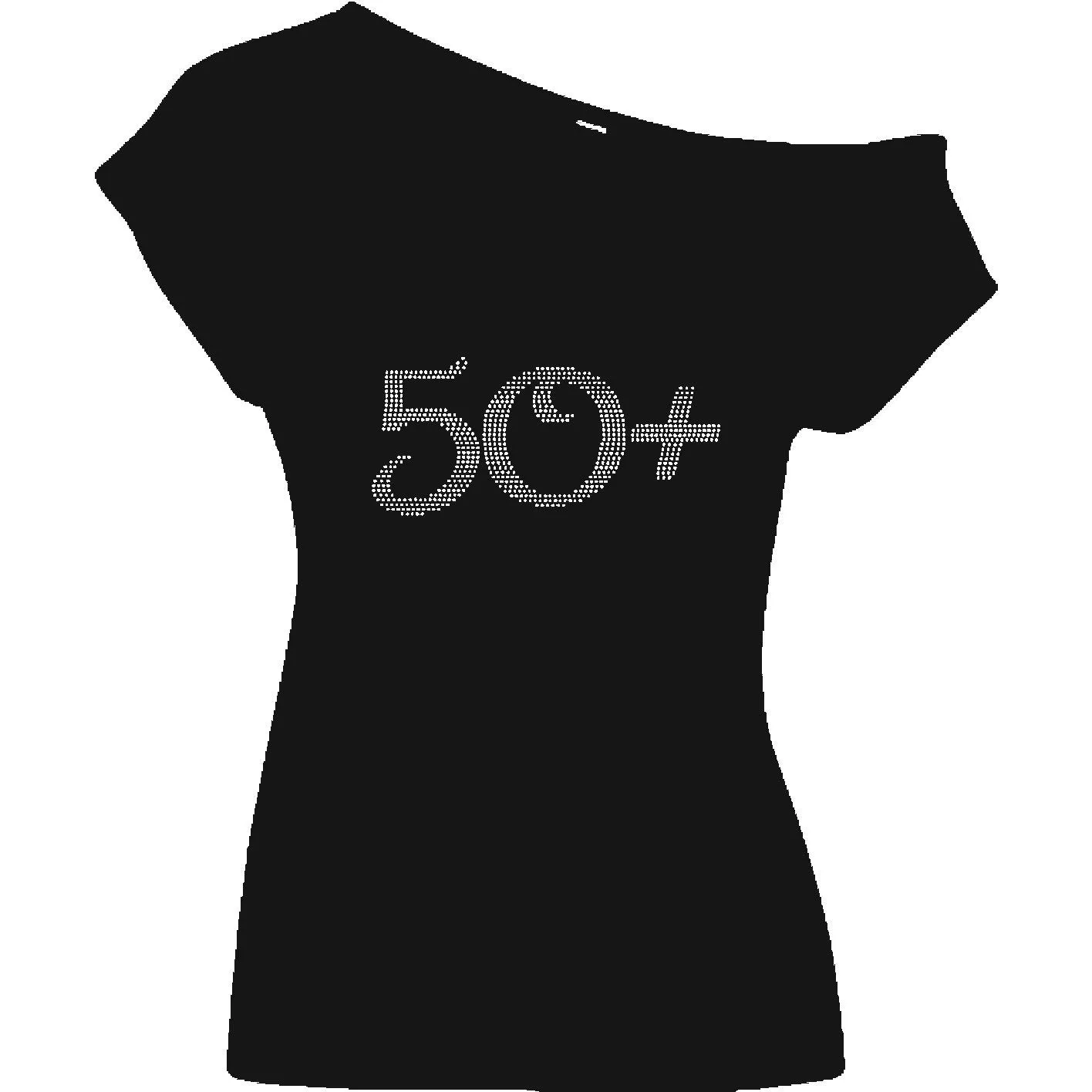 Rhinestone 50!+ Tee Off Shoulder