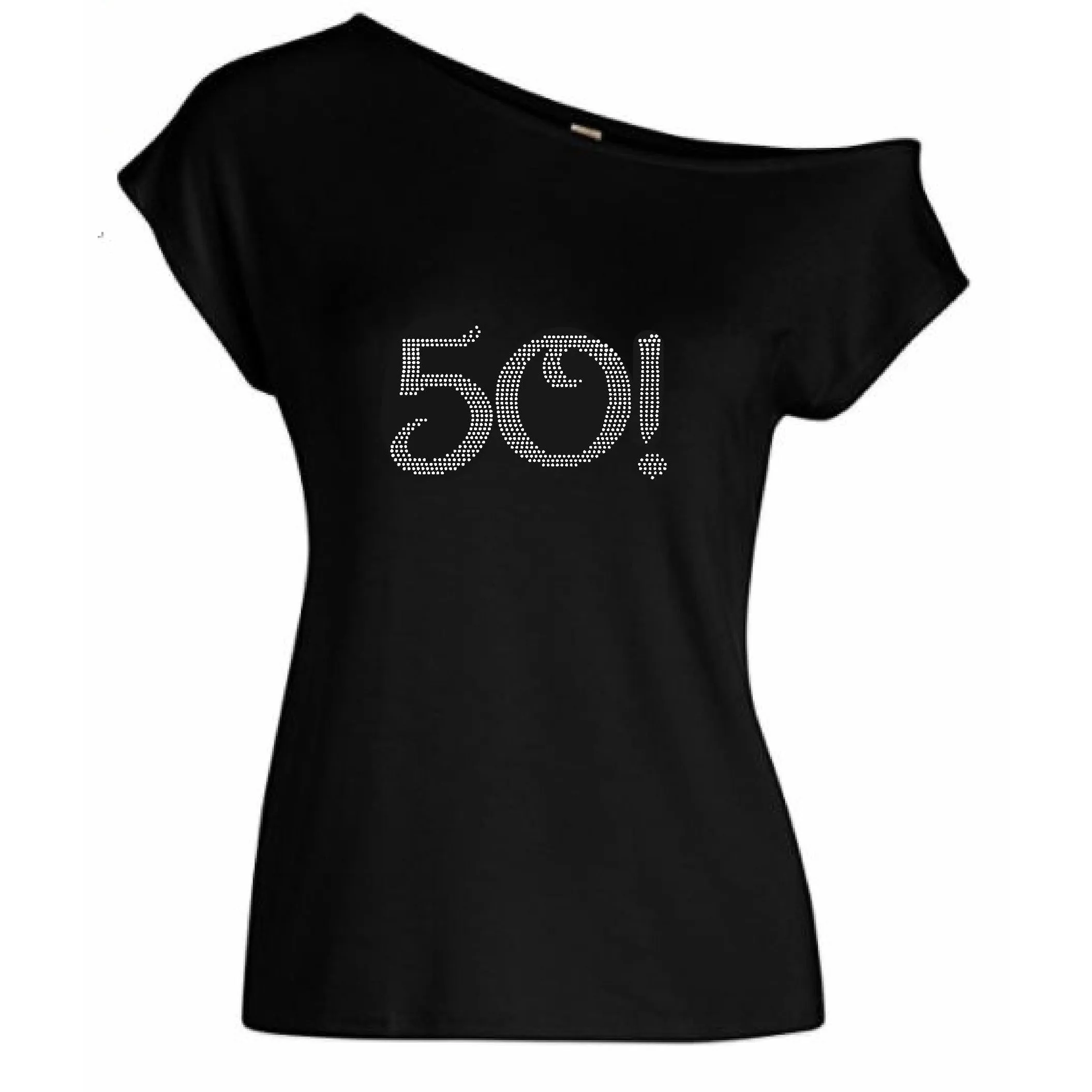 Rhinestone 50!+ Tee Off Shoulder