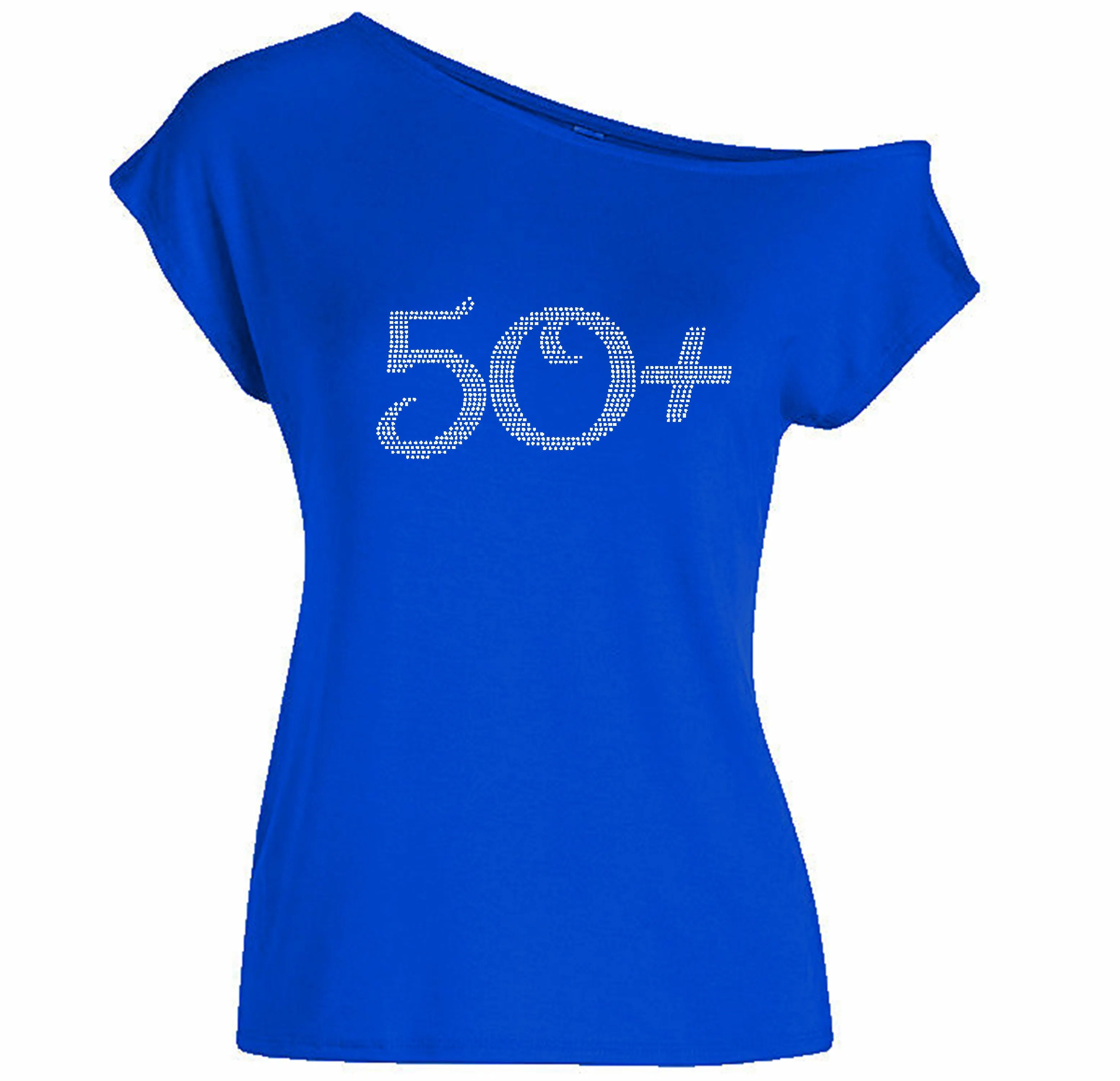 Rhinestone 50!+ Tee Off Shoulder