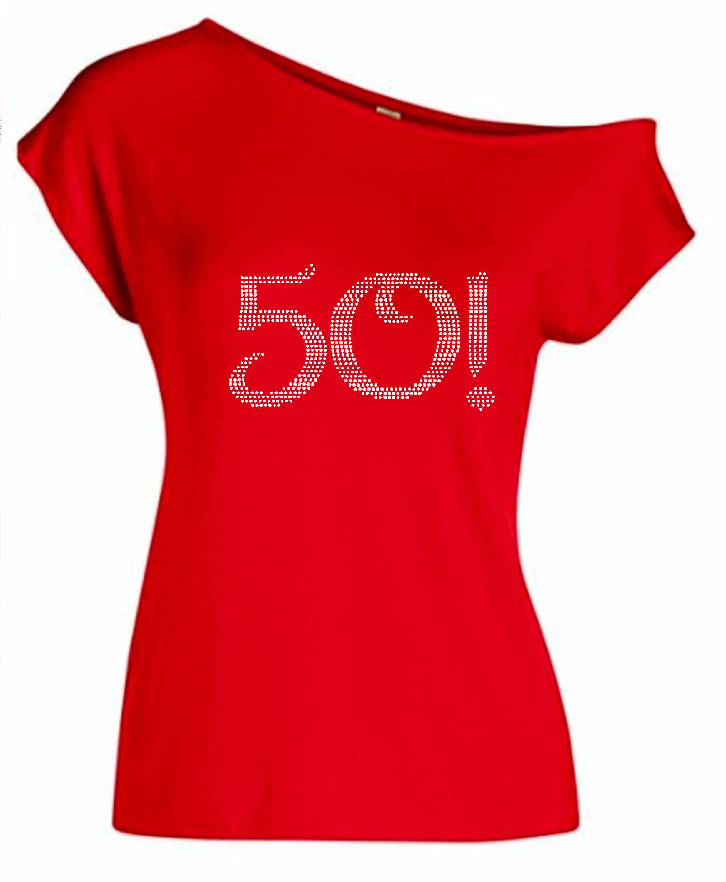 Rhinestone 50!+ Tee Off Shoulder