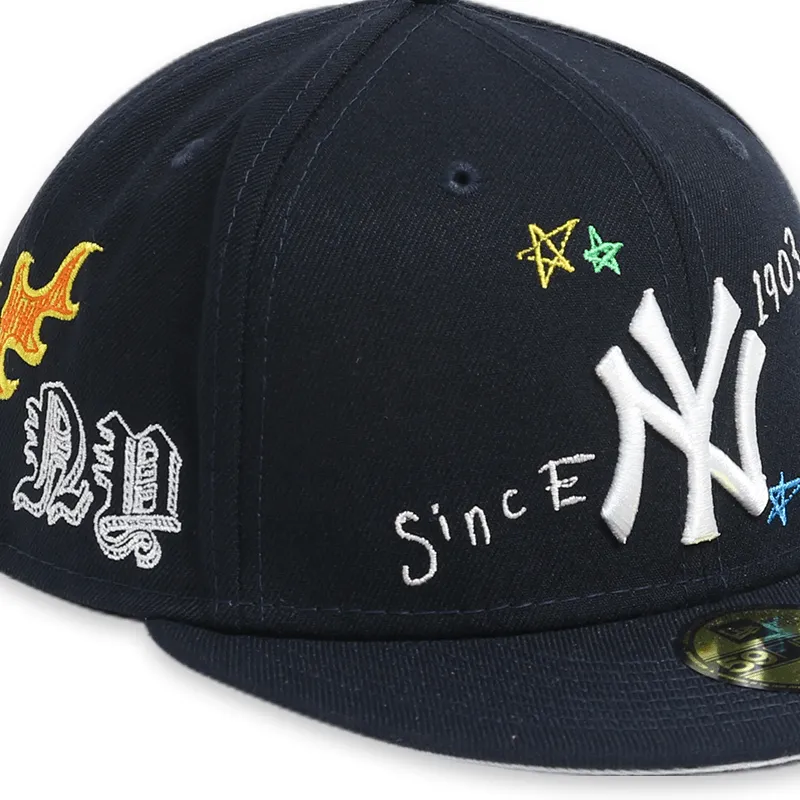 New York Yankees Scribble Navy Men's Fitted Hat