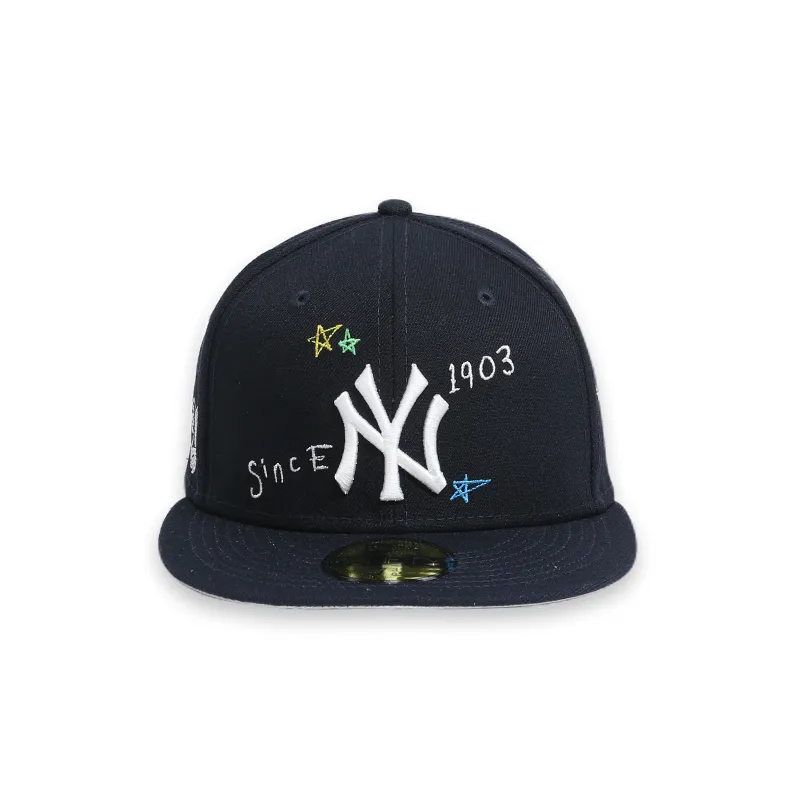 New York Yankees Scribble Navy Men's Fitted Hat