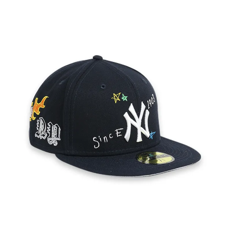 New York Yankees Scribble Navy Men's Fitted Hat