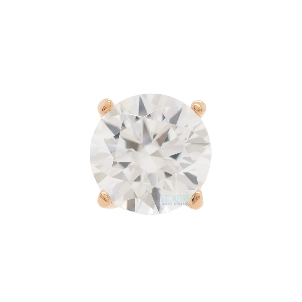 6mm Tiffany Prong-Set Brilliant-Cut Gem Threaded End in Rose Gold