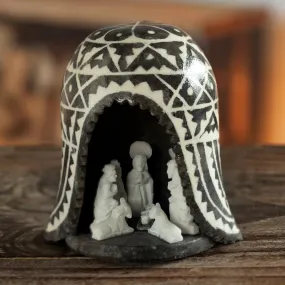 A Peruvian Christmas Unique Alabaster Stone Nativity Scene in a Chullo Hat