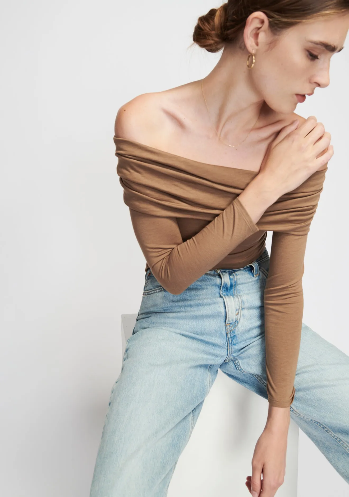 Abana Draped Off-The-Shoulder