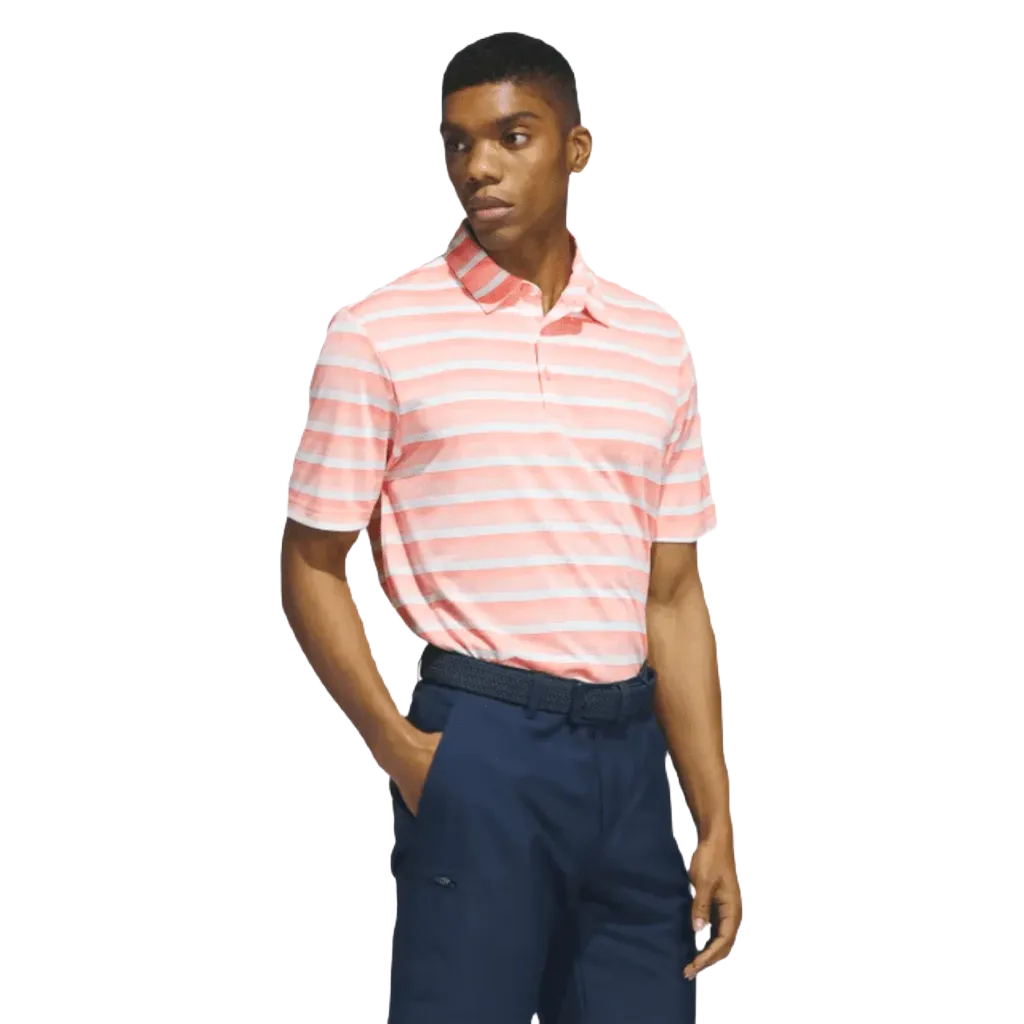 Adidas Peach Polo Shirt with Two-Color Stripes