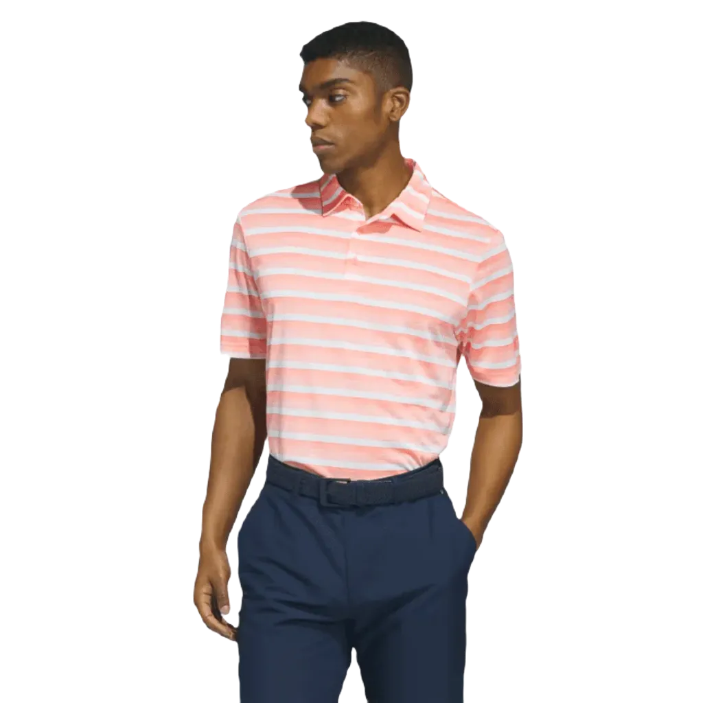 Adidas Peach Polo Shirt with Two-Color Stripes