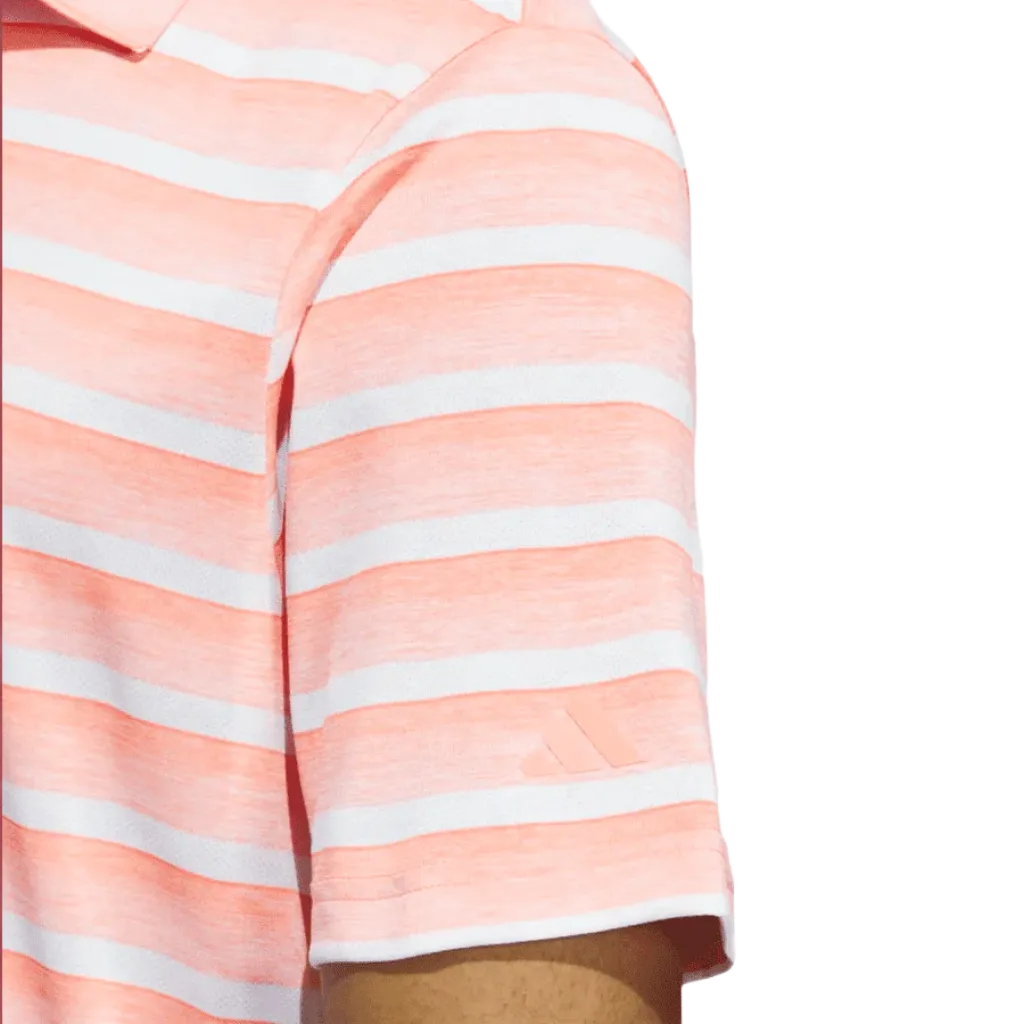 Adidas Peach Polo Shirt with Two-Color Stripes