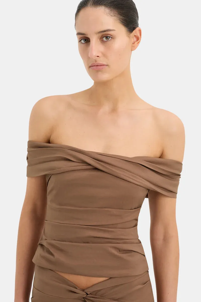 ALBA OFF SHOULDER BODICE - MOCHA