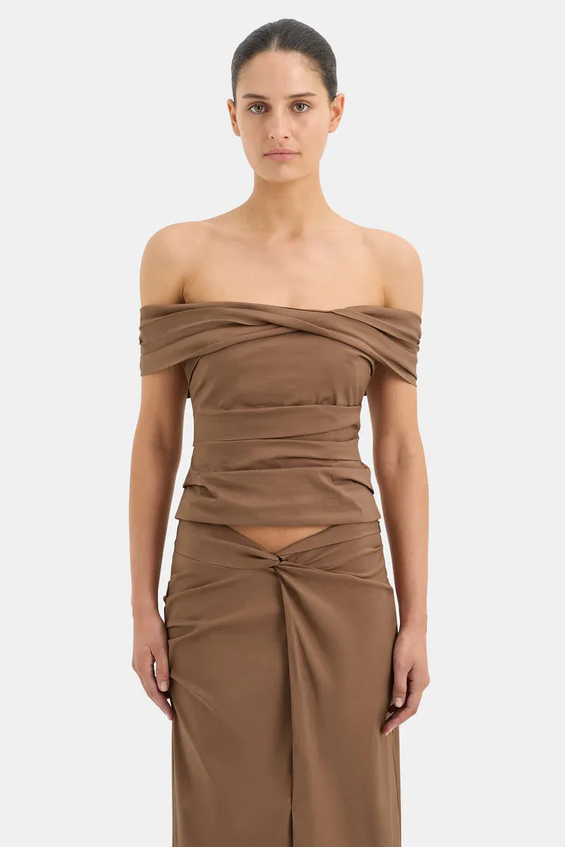 ALBA OFF SHOULDER BODICE - MOCHA