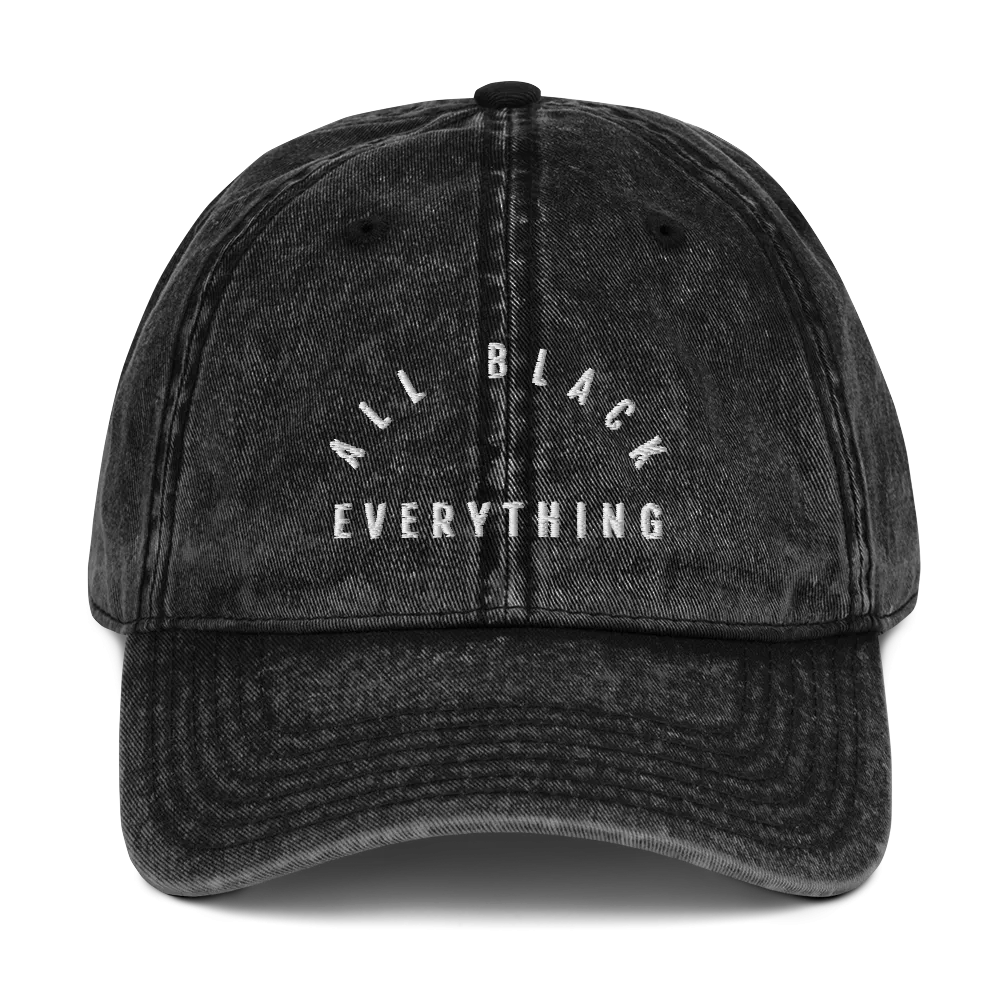 All Black Everything Washed Vintage Dad Hat