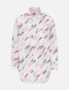 Allover Logo Print Shirt Dress