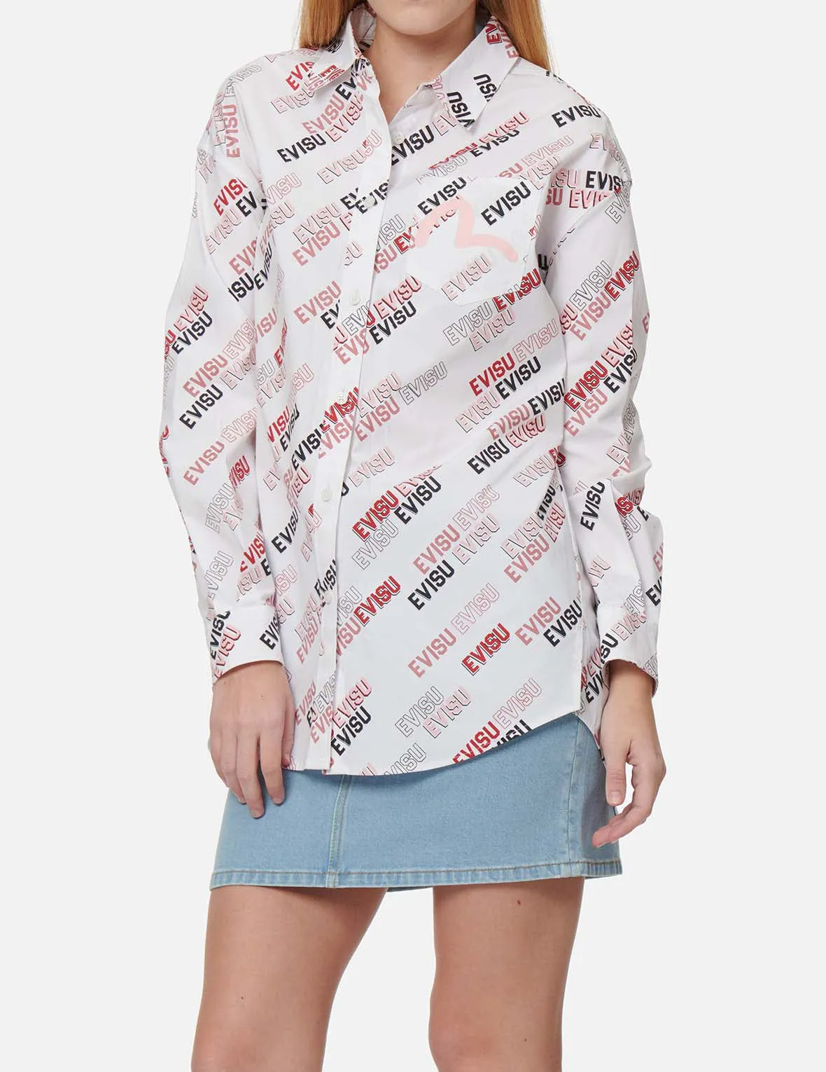 Allover Logo Print Shirt Dress