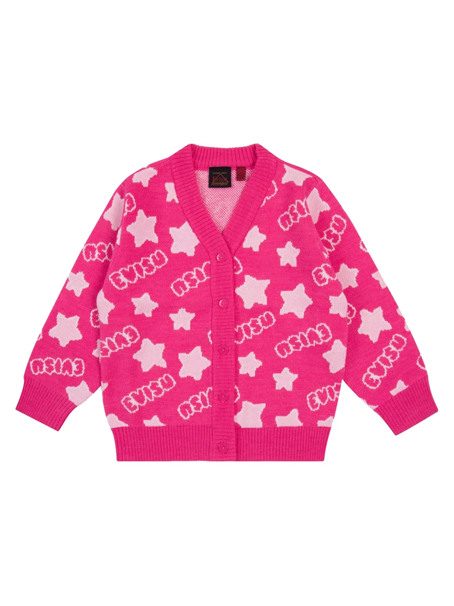 Allover Star and Logo Regular Fit Intarsia-knit Cardigan